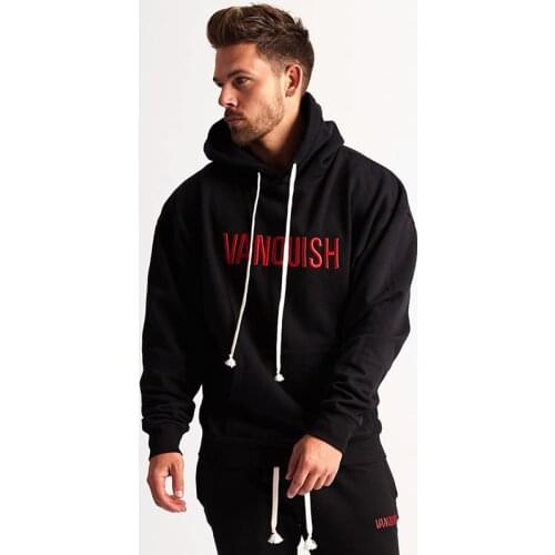 Autumn and winter sports fleece hoodies for men hooded outerwear thickened fitness suit