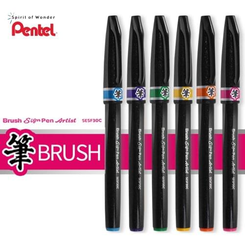 1pcs Pentel 12 Colors Optional Very Fine and Soft Painting BRUSH Soft Pen Calligraphy Greeting Card Quick-drying and Smooth