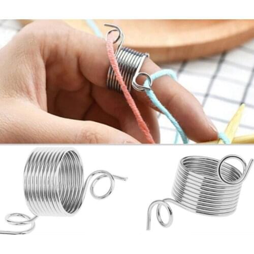 2 Size Ring Type Stainless Steel Needle Thimble Sewing Accessories Knitting Tools Finger Wear Thimble Yarn Spring Guides