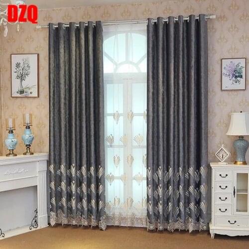 New Fan Flower Simple European Water Soluble Embroidery Shading Curtains for Living Dining Room Bedroom