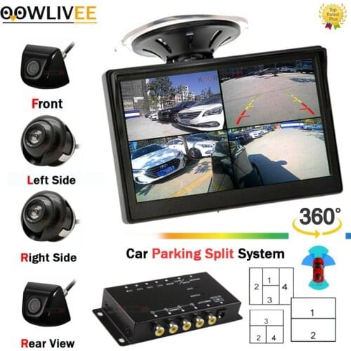 OOWLIVEE All for 1 real 360 Around view Switch Combiner 4 Channels Left Right Front Camera ways With Car Monitor For DVD Android