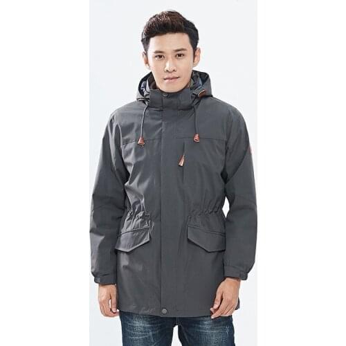 Autumn Winter Mens Thicken Jacket Outdoor 3 In 1 Medium Long Two-Piece Windbreaker Male Windproof Warm Camping Hiking Coat