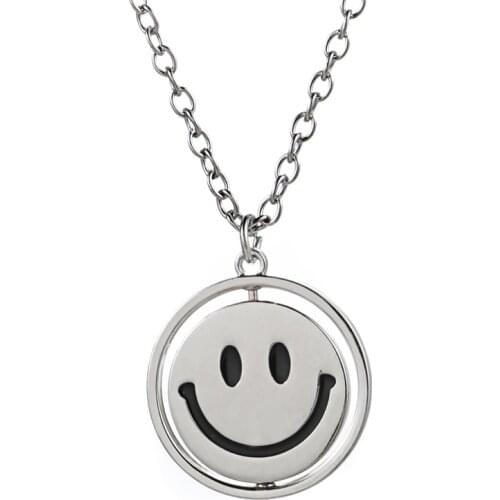 Gothic Dark Style Rotatable Smile And Sad Face Pendant Necklace Rock Punk Jewellery Design Necklaces For Women Men Special Gifts