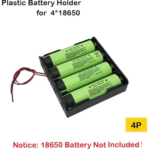 Plastic 4 Way 18650 Battery Holder Storage Box Case for 4X18650 With Wire Leads 3.7V 4P