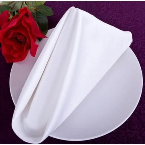 Polyester Fabric Cloth White Table Dinner Napkins For Wedding Parties Restaurant Kitchen 10PCS/Lot 48cm Square Wedding Decor
