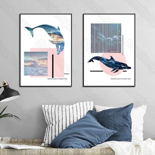 Simple and Modern Abstract Animal Silhouette Geometric Pattern Decorative Painting 3D Stereo Wall Sticker Bedroom Dormitory