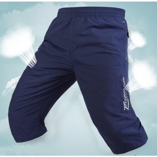 Size 7XL 8XL Mens Sport Pants Quick Dry Breathable 3/4 Capri Pants Male Hiking Cargo Shorts Lightweight Men`s Cropped Trouser