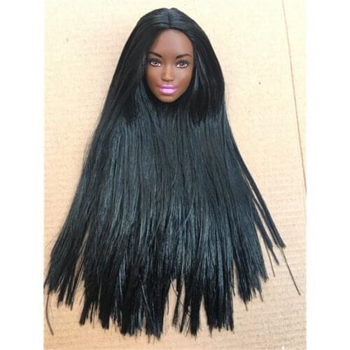 Rare Face Doll Head 1/6 Doll Toys Part Bobo Multi-Colorful Hair Princess Doll Accessories DIY Make Up Practice Doll Heads