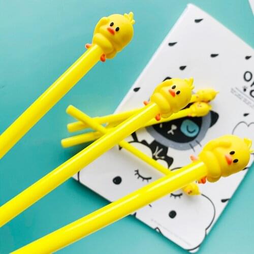 2pcs/lot 0.5mm Black Ink Cute Kawaii Yellow Duck Gel Pen Rollerball Pen School Office Supply Student Stationery