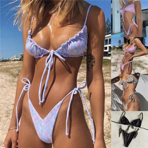 Sexy Micro Bikini 2021 Women Swimsuit Bandage Bikini Set Swimwear Female Halter Top Brazilian Bathing Suit Bather Biquini