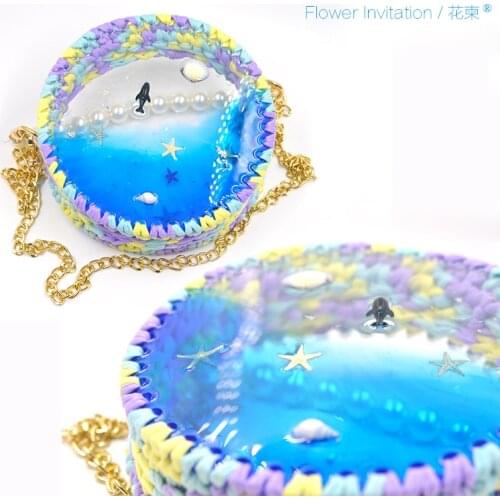 Handbag Wallet Purse Notecase Transparent Hand-Woven Epoxy Bag Molds Silicone With Crochet Wool Yarn Diy Material Package
