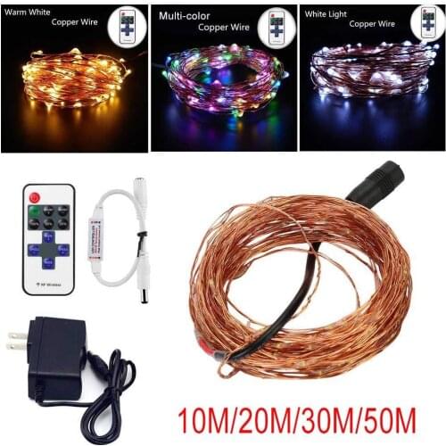 33FT 10M/20M/30M/50M DC12V LED String Silver Copper Wire Fairy String Lights Indoor Outdoor christmas wedding decoration
