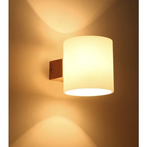 Chinese Solid wood LED wall light Creative Wooden lighting Frosted glass Bedroom / bed / aisle / corridor / porch E27 AC90-260V