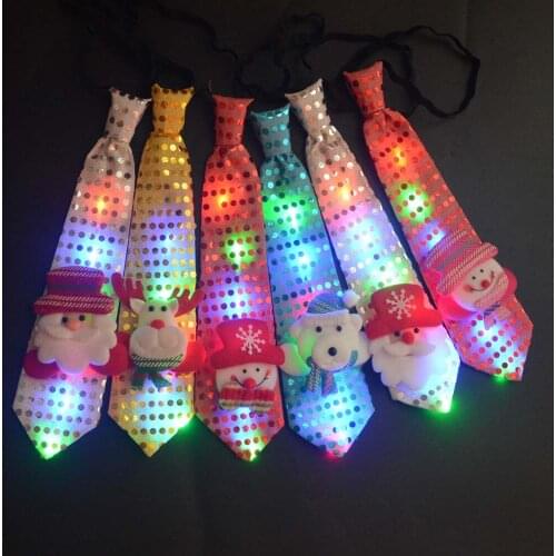 Glowing LED Light Navidad NEW YEAR Tie Party Accessories Boys Girls Women Creative Christmas Bow Tie Party Dance Decoration