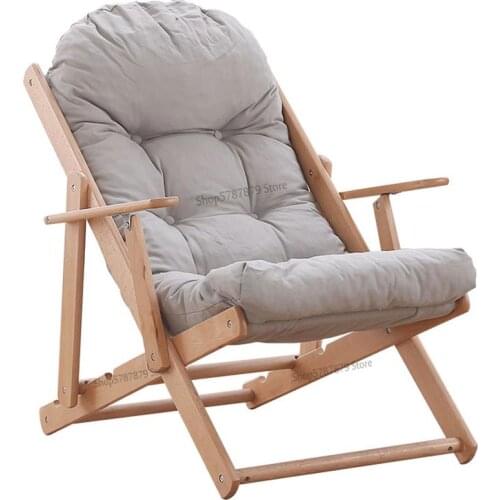 Solid wood recliner folding chair lunch break lazy sofa chair balcony back chair sleep chair leisure chair pregnant women chair
