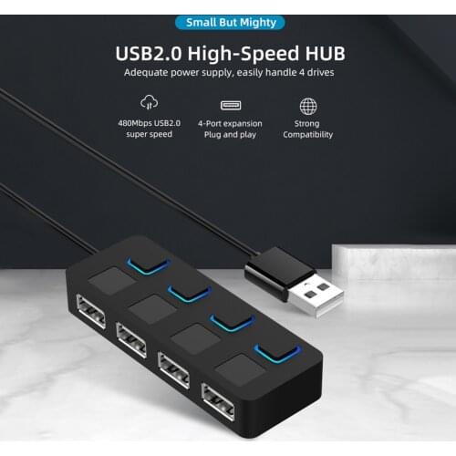 VODOOL Hub USB 2.0 HUB Expander Adapter Multi USB Splitter 4Ports Expander Multiple USB Power Adapter Hub for Laptop PC Computer