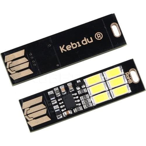 USB Power Lamp Bulb Mini Touch Dimmer Pocket Card 6 LED Keychain Night Light 1W 5V Warm Light for Power Bank Computer Laptop