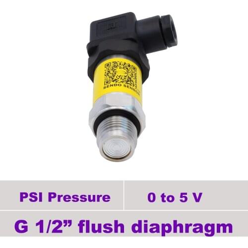 0 5 v output, low cost pressure transmitter, 12 30 vdc supply, 75, 250, 1000, 2000, 5000 psi, G1 2 flush,AISI 316L wetted parts