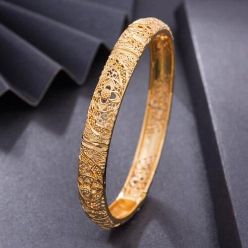 Wando 1Pcs/lot Women Bangles Gold Color & Copper Jewelry Handmade bracelet for Girls French African Romance Jewelry