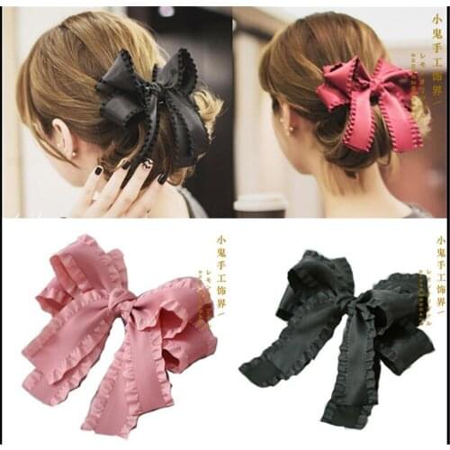 1pcs Sweet bowknot hairpin ribbon hair clip Lolita cosplay hairwear accerories B534