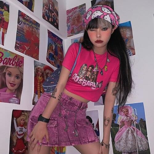 Y2k Summer Clothing Sexy Female Slim Women T-shirt Punk Style Streetwear Ladies Short Sleeve Crop Top Clothes Tee Tops