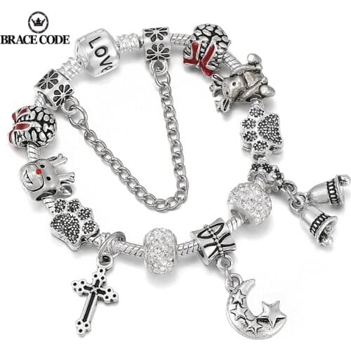 2022 Silver Plated Ladies Brand Bracelet DIY Rich Deer Bell Pendant Silver Fine Bracelet Womens Jewelry Gifts