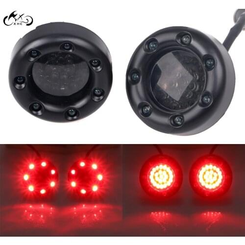 2PCS Black Trim Ring Red LED Turn Signal Lights For Harley Dyna Wide Super Glide Street Bob Softail Fat Boy Heritage Sportster