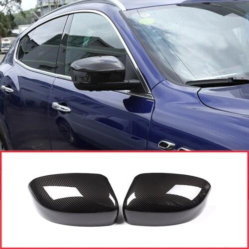 2 x Carbon Fiber Style Car Side Rearview Mirror Cover Cap Trim Accessories For Maserati Levante 2016 2017 2018