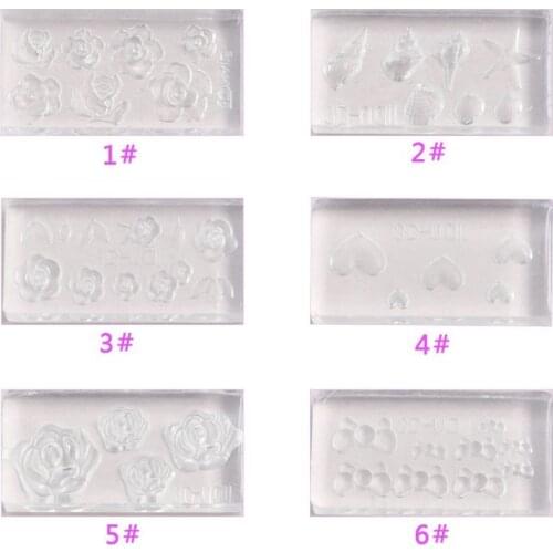 6Pcs 3D Stereo Mini Flower Carving Mold Nail Art Mould Template Silicone Mold