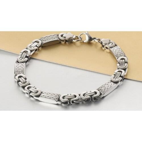 8mm Byzantine Link Chains Hip Hop Punk Strong Bracelet Stainless Steel Chain Bracelet for Men Boys Male Cool Jewelry Gifts