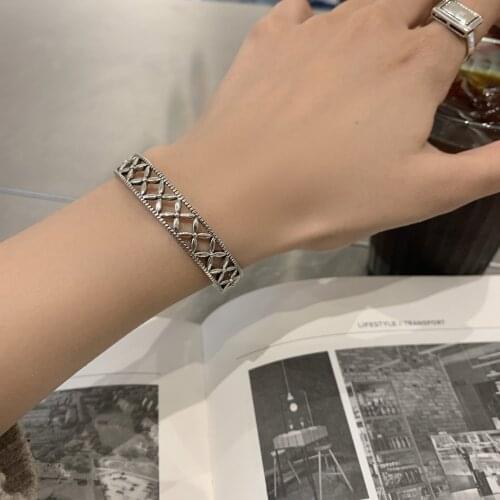S925 Sterling Silver Bangle For Women Simple Style Of Openwork Bangle Jewelry Accessories Wholesale