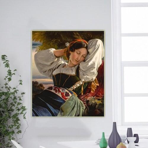 Citon Winterhalter《Girl from the Sabine Mountains》Canvas Art Oil Painting Artwork Poster Picture Wall Decor Home Decoration