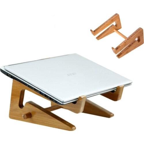 Hot Bamboo Laptop Holder Stand Adjustable Folding Portable for Notebook Computer Bracket Lifting Cooling Holder Non-slip