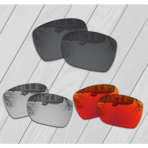 E.O.S 3 Pairs Black & Silver & Fire Red Polarized Replacement Lenses for Oakley Dispatch 1 OO9090 Sunglasses