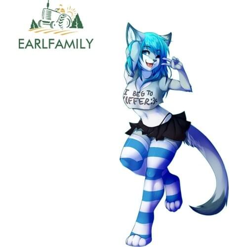 EARLFAMILY 13cm x 6.4cm for Furry Camper Car Assessoires Stickers Motorcycle Decal Funny Anime Graffiti RV VAN Personality Decor