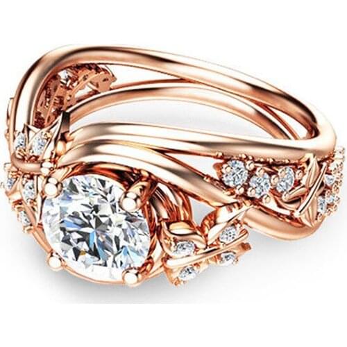 European And American Pansies Ladies Ring Rose Gold Flower Zircon Ring High-end Atmospheric Jewelry Factory Wholesale