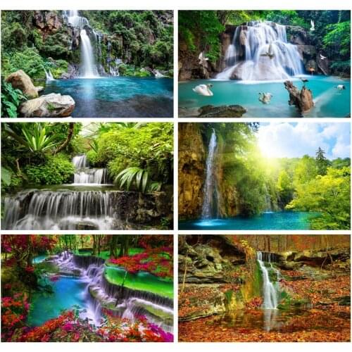 Summer Natural Scenery Waterfall Flowers Trees Lake Rock Baby Portrait Photo backdrops Photophone Photo Backgrounds Photozone