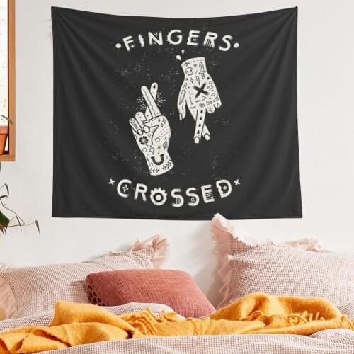 Retro Moon Tarot Tapestry Wall Hanging Black and White Divination Bedspread Mat Witchcraft Fingers Crossed Hippie Brujeria