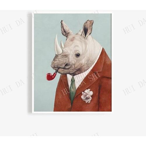 Rhinoceros Art Print - Animal Wall Art - Large Animal Print - Boys Room Safari Nursery Print - Mid century Modern Rhino