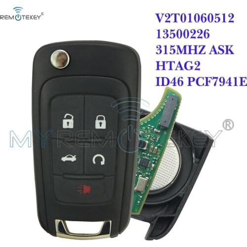 Remtekey 315Mhz 13500224 Auto flip remote car key 5 button HU100 key blade FCC V27 01080514 for Buick Chevrolet