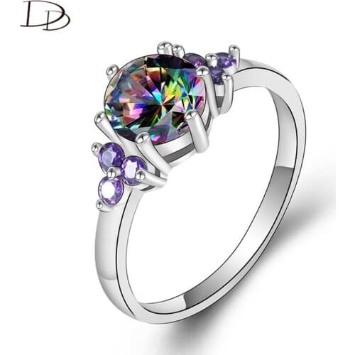 DODO Luxurious 8Mm Big Colorful AAA Zircon Kpop Rings Women White Gold Color Wedding Jewelry Anel Mujer Drop Shipping Dm078