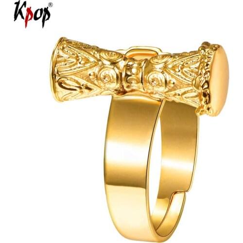Kpop KUNDU Drum Adjustable Ring Papua New Guinea Vintage Jewelry Gold Color Engagement Wedding Ring for Women R2404