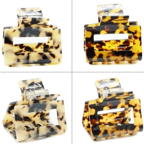 6 Tortoise Hair Claw for Women Girls, Leopard Banana Barrettes Acrylic Hair Jaw Clips for Thick Hair(5.4 cm)