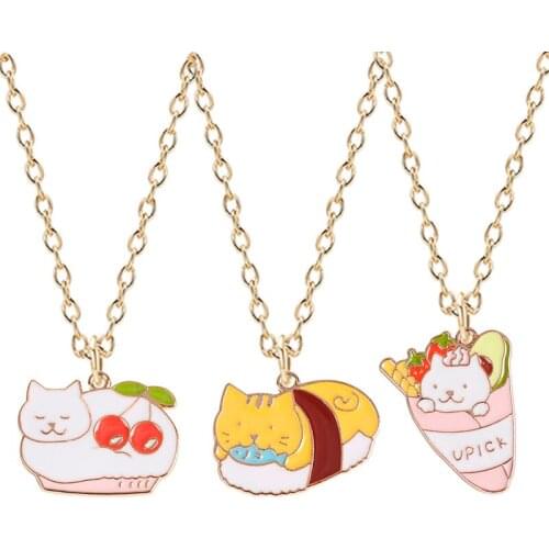 Cartoon Fashion Necklace Sweet Romantic Animal White Cat Alloy Pendant Simple Style Men And Women Birthday Gifts Wholesale