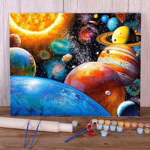 Universe Space Landscape Painting By Numbers Complete Kit Acrylic Paints 50*70 Oil Painting Decorative Paintings For Kids Art