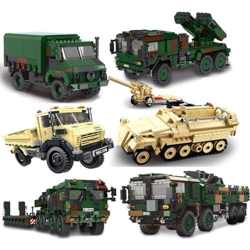 Truck Pickup van sets model Building Blocks SUV Heavy Cargo Transport military police fire car swat vehicle Creator bricks kits