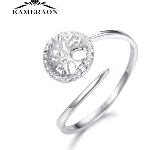 Real S925 Leaves Zircon Sterling Silver Ring Korean Style Fashion Popular Adjustable Open Mouth Ring for Women Friends Gifts