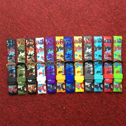 New! Camouflage elbow silicone strap 22nn rubber strap arc 22mm buckle silicone strap suitable for Casio and other brands