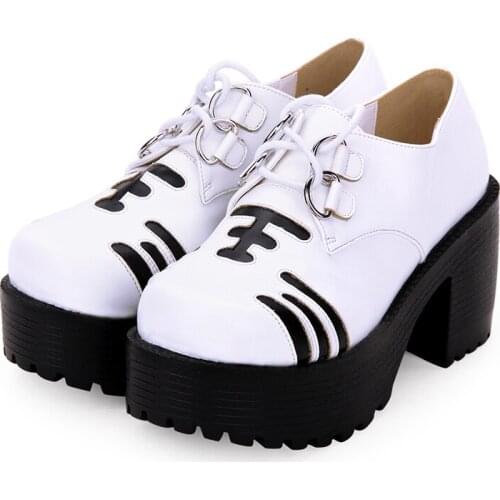 Angelic imprint New Arrival Punk Lolita style Chunky Heel Women Shoes Round Toe Tiger head Women Pumps size 35-39 8591
