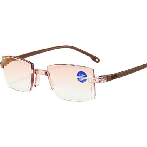 Women Men Anti Blue Light Rimless Reading Glasses Blocking Square Frameless Presbyopic Glasses Diopters +1.0 -- +4.0